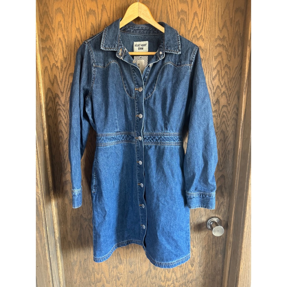 Velvet Heart Denim Warner‎ Lake Mead Dress Medium Wash Cotton Mini S D2W-51288
